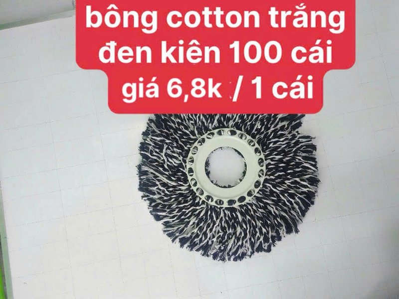 Bông Cotton Trắng Đen
